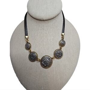 Lucky Brand Marcasite Charmed Bohemian Necklace Connected with Leather Cord